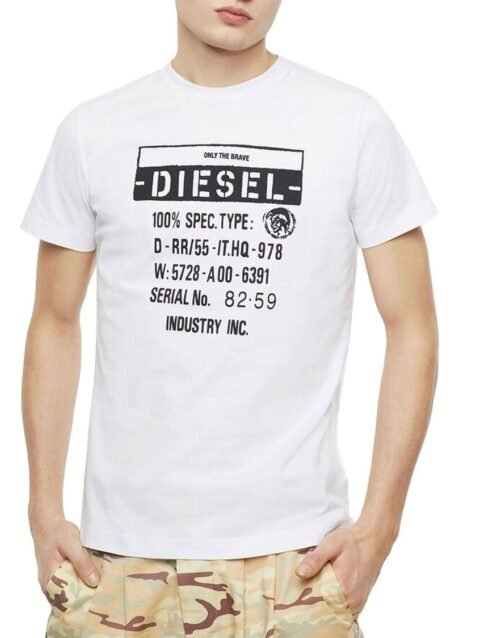 D.I.E.S.E.L T-DIEGO-CUTY SPLIT LOGO T-SHIRT | WHITE