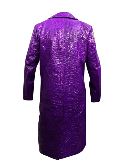 Jared Leto “Joker” Suicide Squad Purple Crocodile Faux Leather Long Coat - Image 3