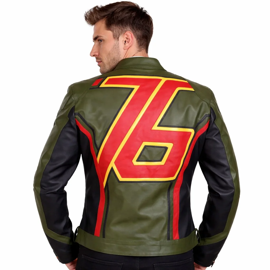 Flesh & Hide Men’s Superhero Soldier John “Jack” Morrison Synthetic Leather Jacket Overwatch-Inspired Cosplay & Streetwear - Image 2