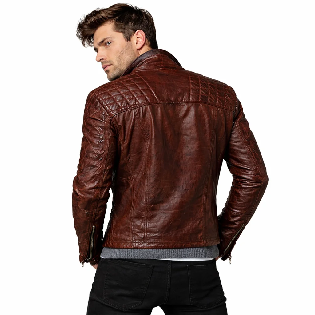 AllSaints Conroy Men’s Leather Biker Jacket Oxblood Red - Image 2