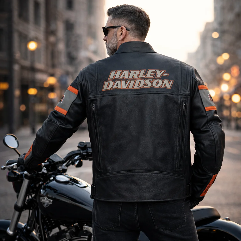 Harley-Davidson Leather Maker H-D Screaming Bald Eagle Rider Vintage Biker Black Jacket - Image 2