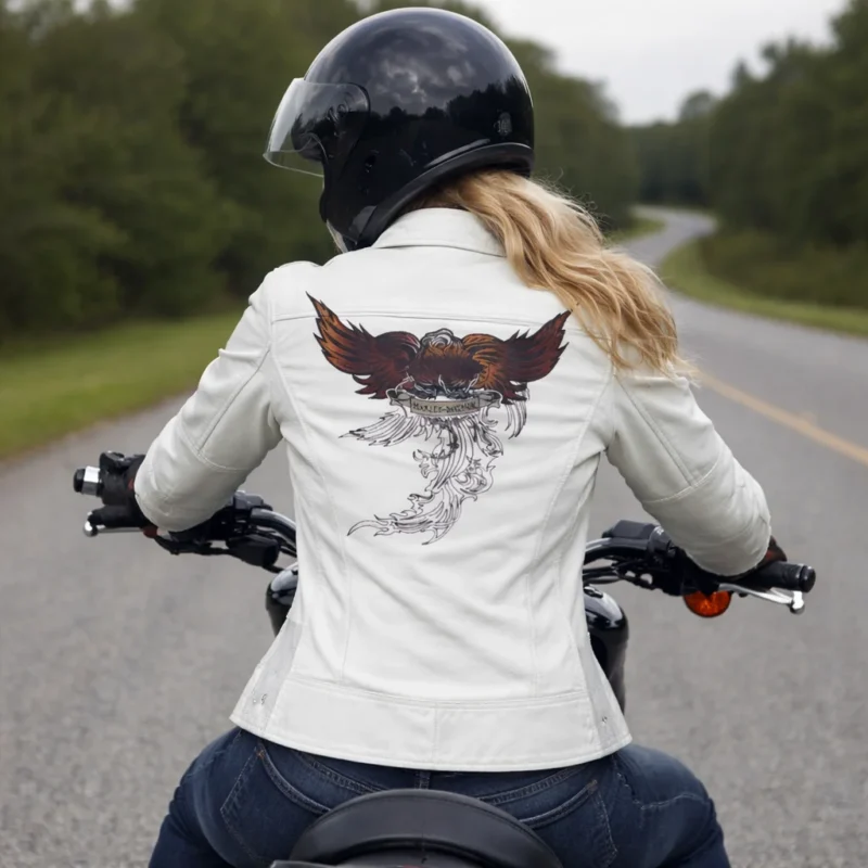 Harley-Davidson Women's Pacific Coast Rose White Leather Jacket