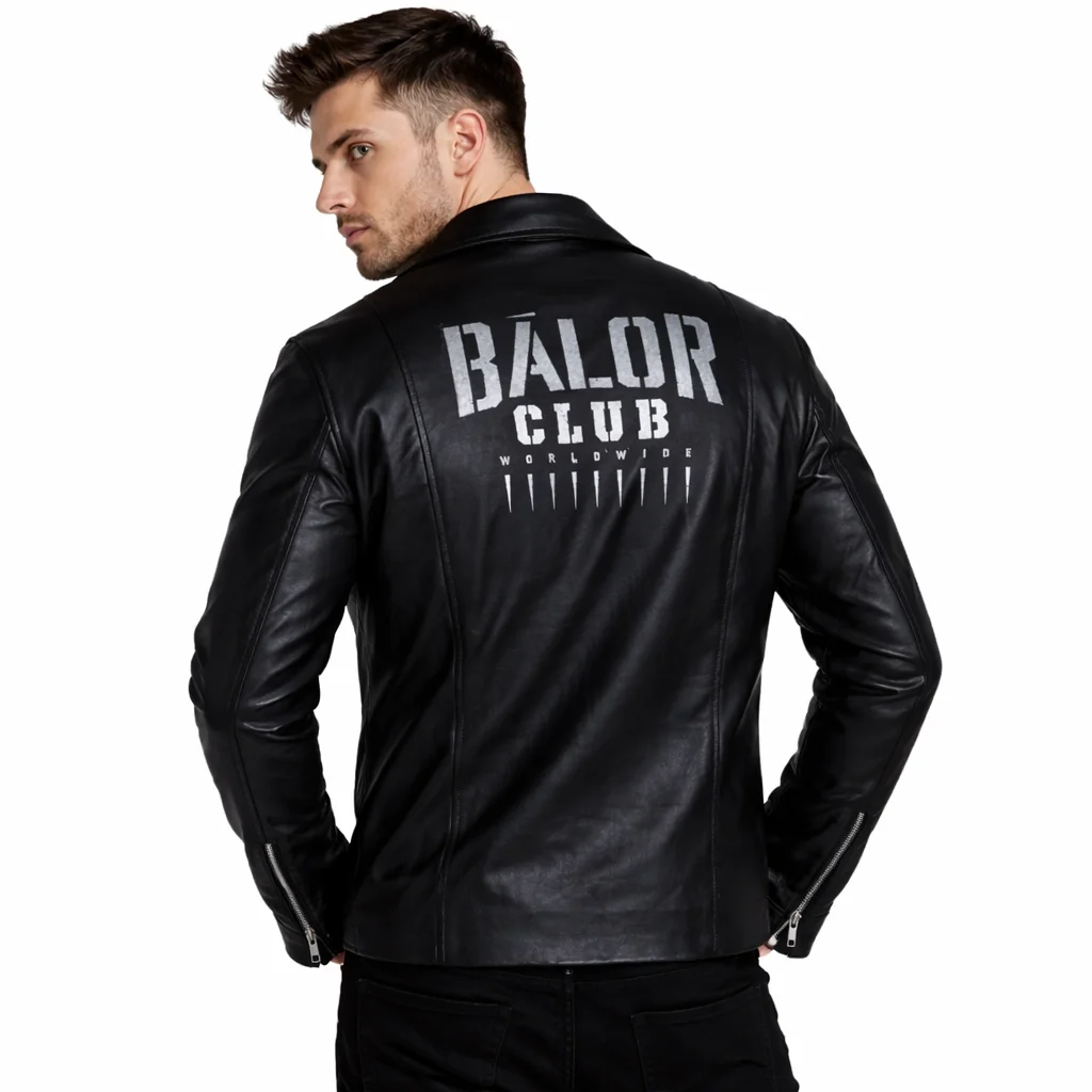 Black Genuine Leather Finn Bálor Club Asymmetrical Biker Jacket Men’s Wrestling Style Moto Jacket - Image 2