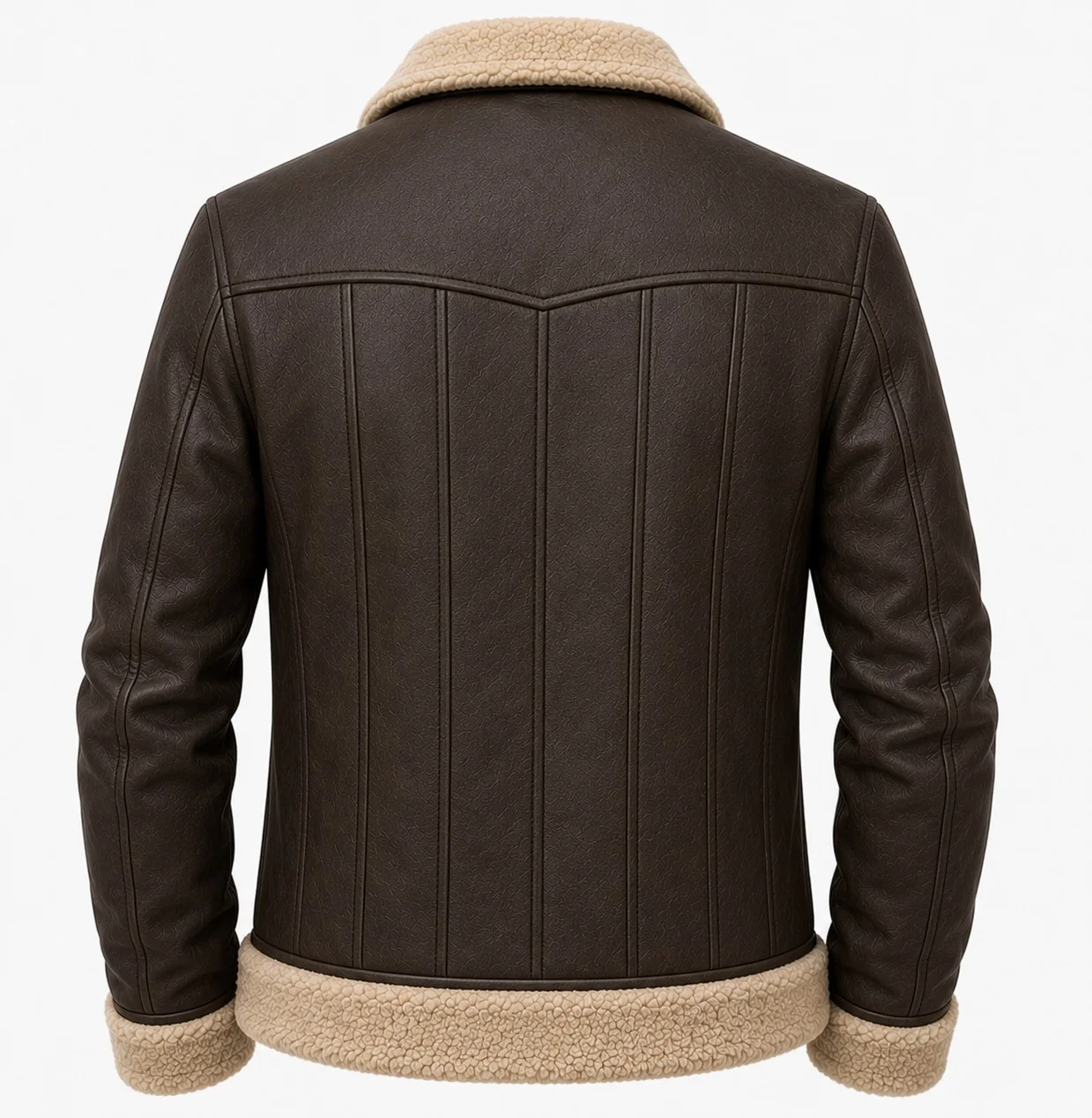Men’s Vintage Brown Premium Leather Shearling Aviator Bomber Jacket - Image 4