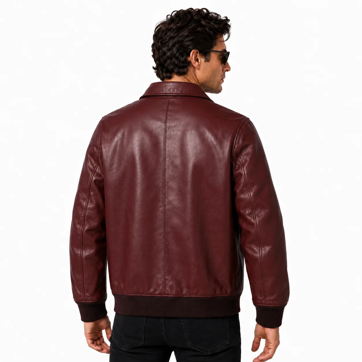Aubrey Drake Graham Maroon Leather Bomber Jacket - Image 2