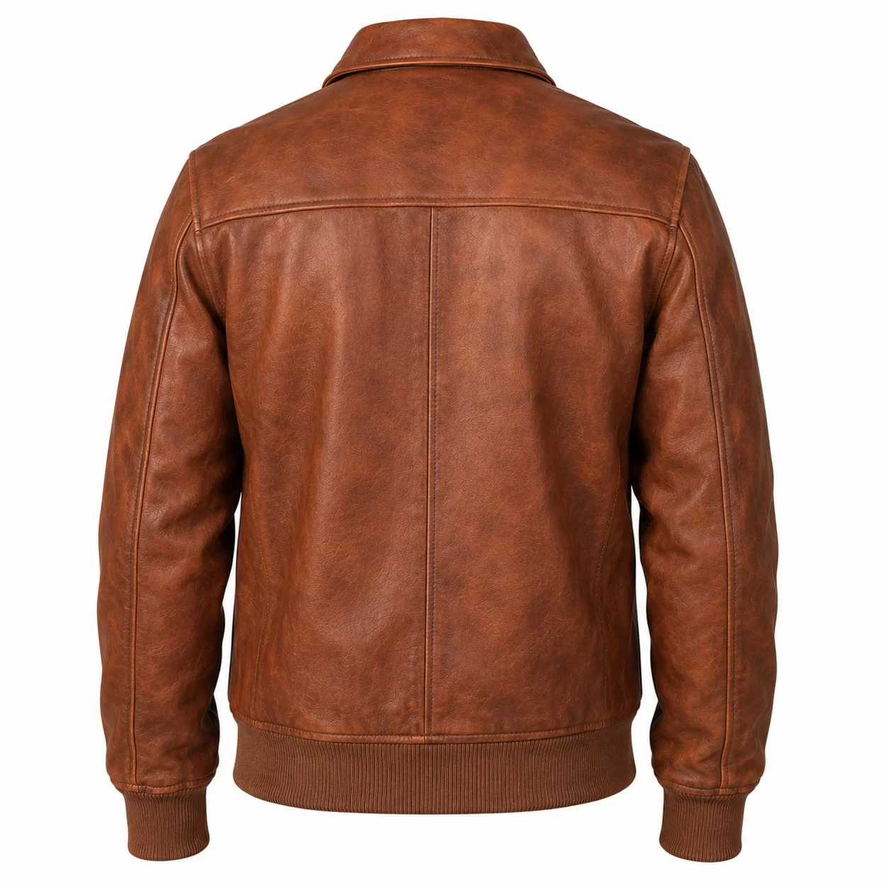 Men’s Vintage Brown Leather Bomber Jacket – Classic Aviator Style - Image 4