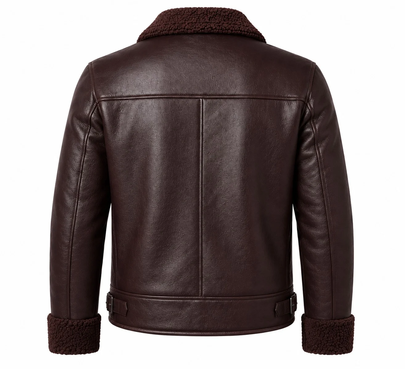 Men’s Vintage Brown Premium Shearling Leather Bomber Jacket - Image 4