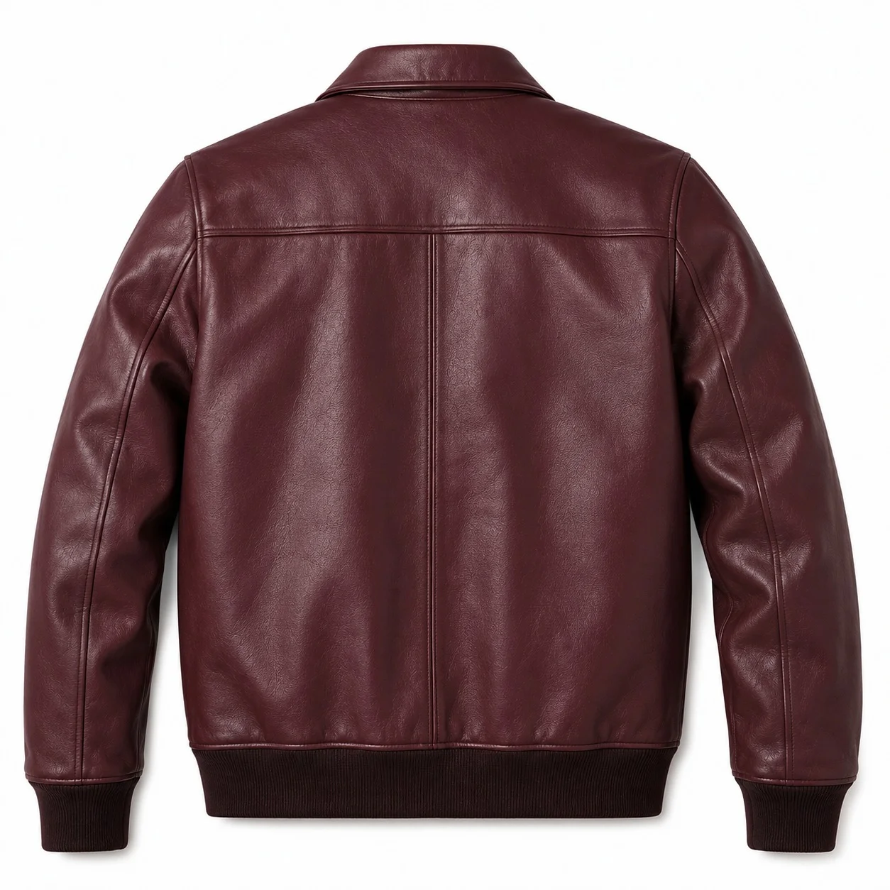 Men’s Vintage Burgundy Leather Bomber Jacket - Image 4