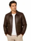 Men’s Vintage Brown Leather Bomber Jacket – Classic Flight Style Aviator Jacket