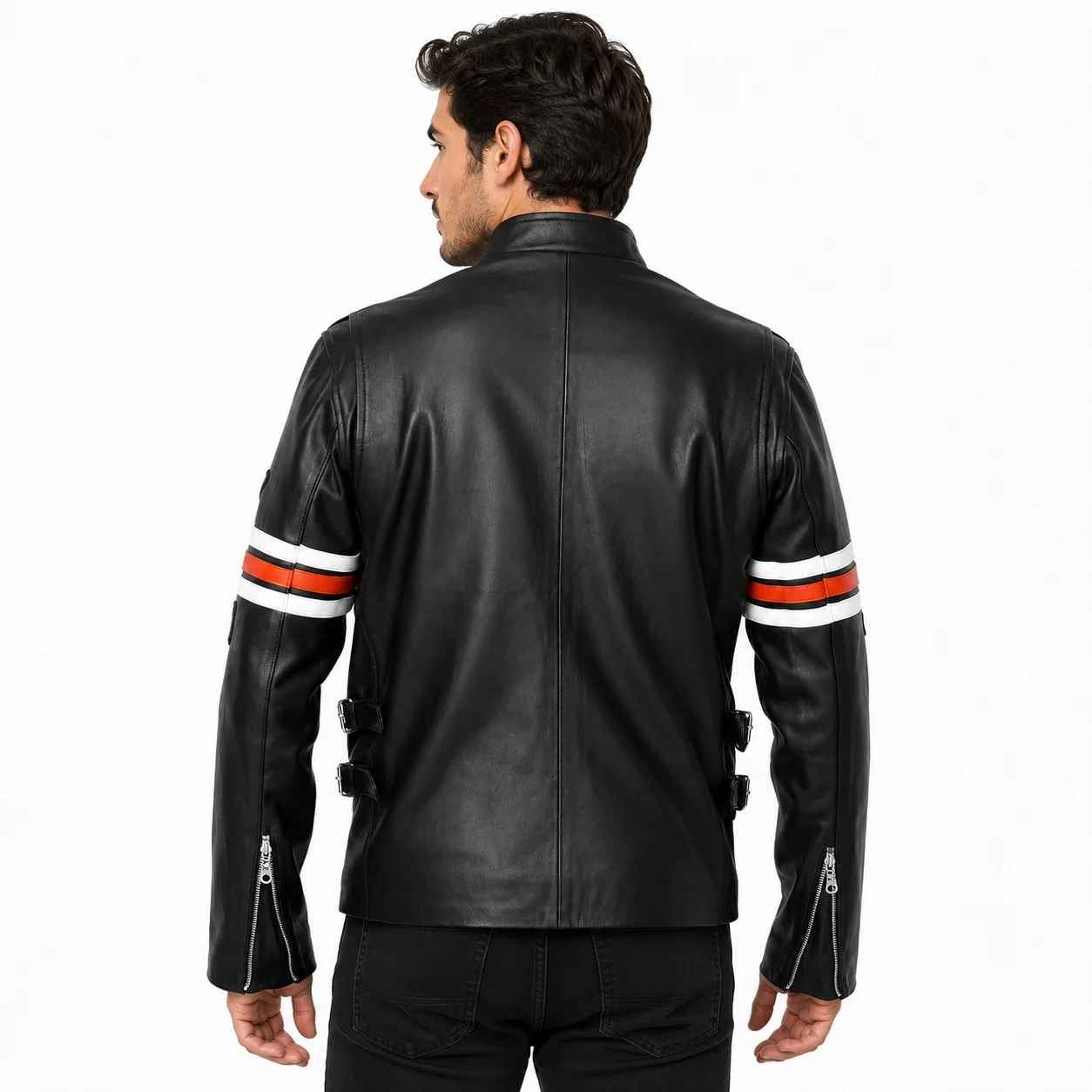 Dr. Gregory House M.D. Inspired Premium Black Leather Biker Jacket - Image 2