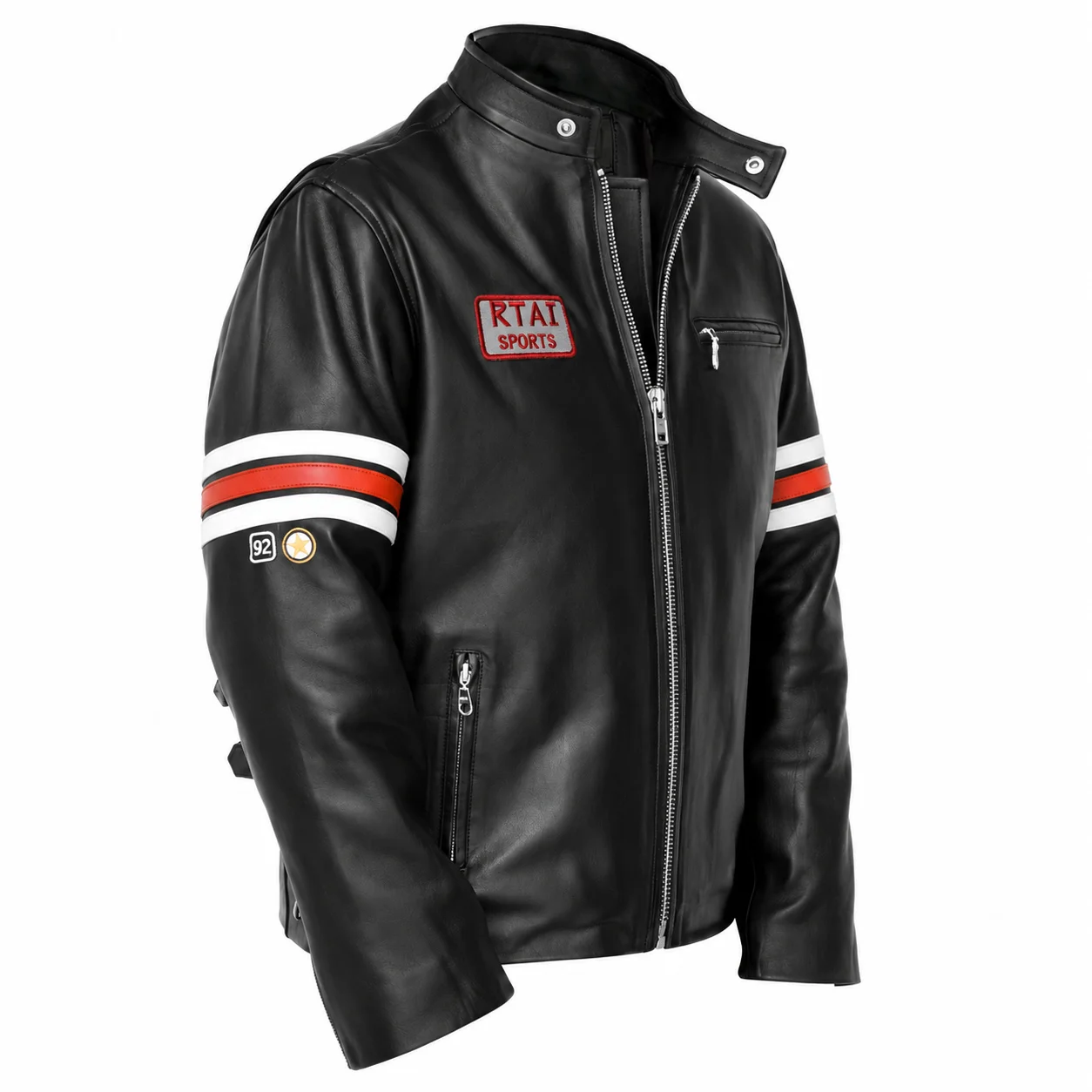 Dr. Gregory House M.D. Inspired Premium Black Leather Biker Jacket - Image 5