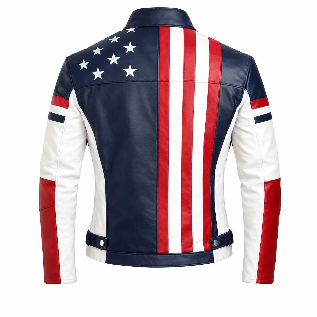 Men's USA Flag Premium Leather Biker Jacket – American Stars & Stripes - Image 4
