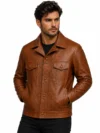 Leonardo DiCaprio Style Brown Bomber Leather Jacket