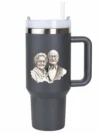 Grandparent Couple Tumbler | Portrait Sketch Insulated Mug with Handle & Straw Lid